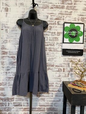 Universal Thread Charcoal Grey Gauze Midi Dress with Spaghetti Straps medium